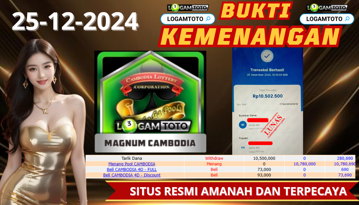 SELAMAT KEPADA MEMBER SETIA LOGAMTOTO BERHASIL JACKPOT DI PERMAINAN TOGEL CAMBODIA POOLS